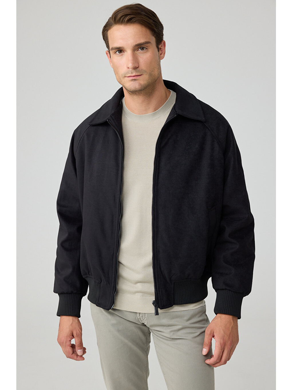 Erkek Oversize Bomber Süet Ceket Siyah 4343dngr-1