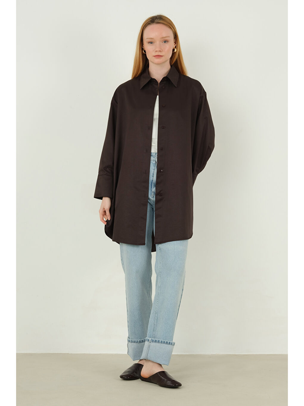 Kahverengi Poplin Gömlek 90 cm Koyu Kahve