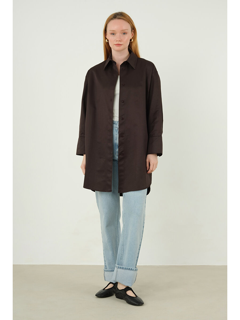 Kahverengi Poplin Gömlek 90 cm Koyu Kahve-1