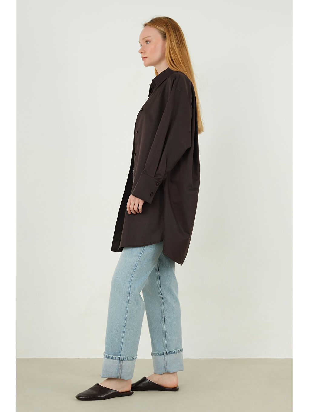 Kahverengi Poplin Gömlek 90 cm Koyu Kahve-2