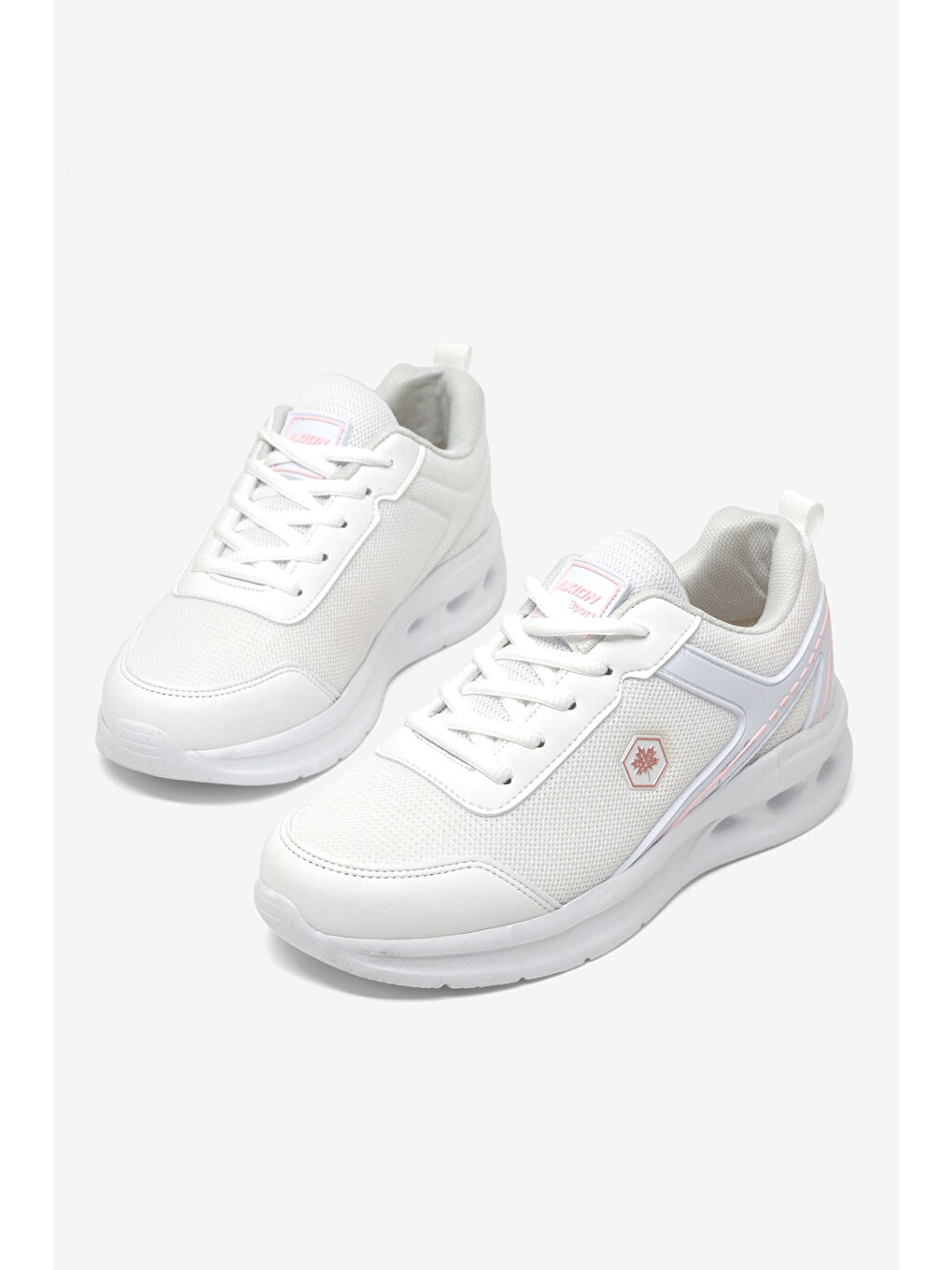 Kadın Beyaz Pembe Rahat Kalıp Hafif  Konforlu Sneaker
