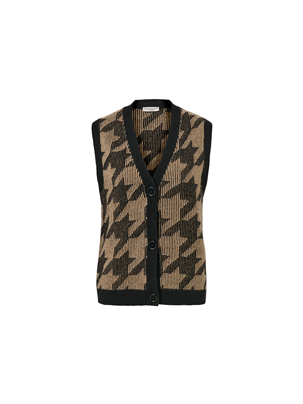 Kahverengi Kadın Örgü Yelek, Kazayağı-3