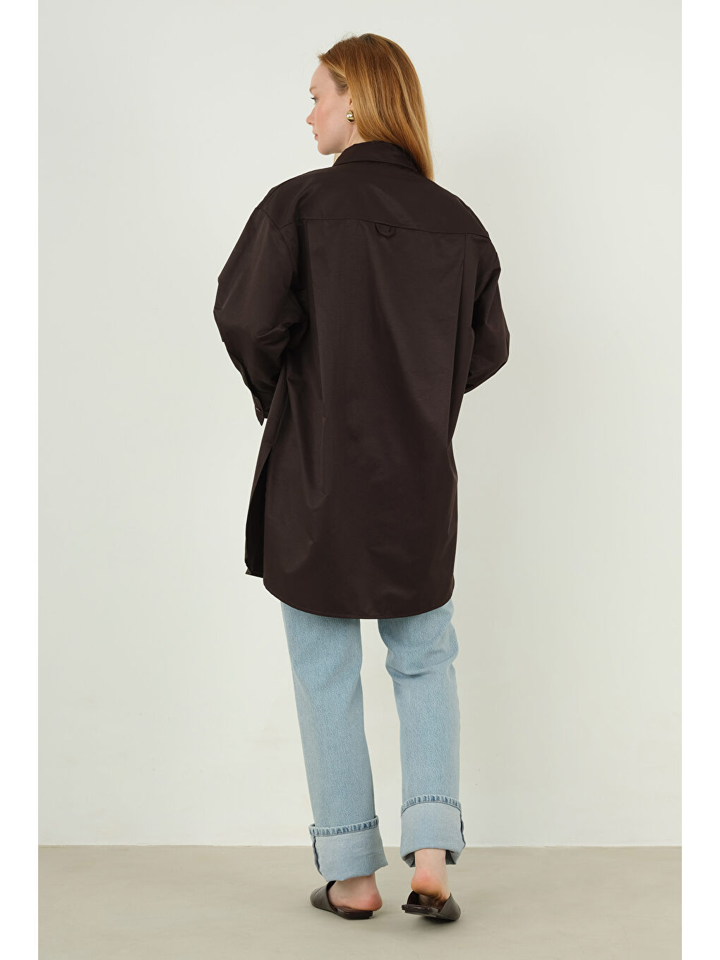 Kahverengi Poplin Gömlek 90 cm Koyu Kahve-3