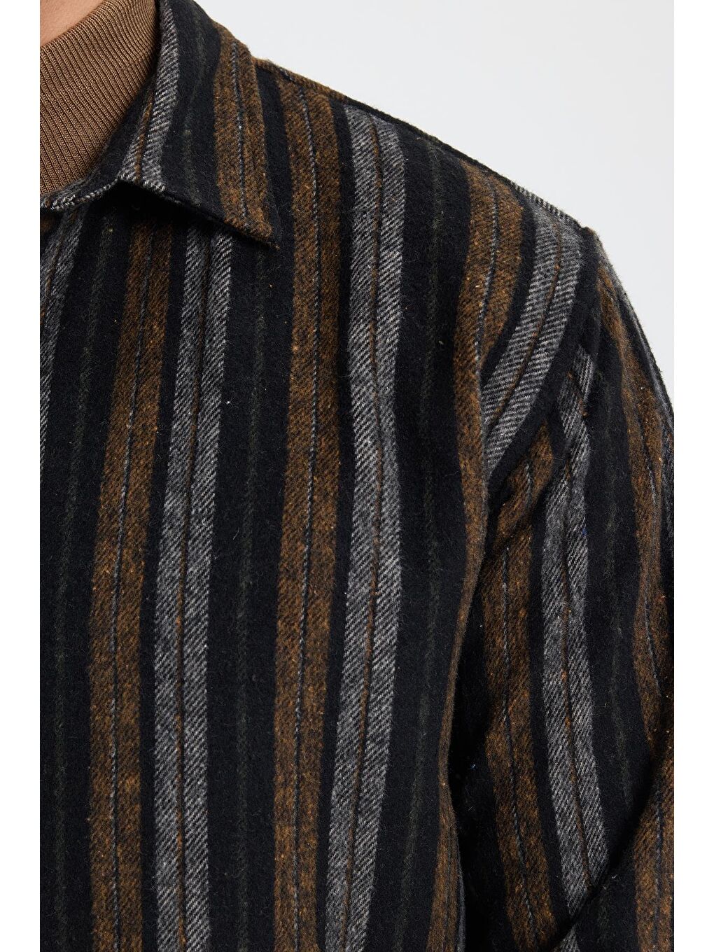 Karışık Erkek Relax Fit Rahat Kesim Spor Yaka Çizgili Oduncu Gömlek-2