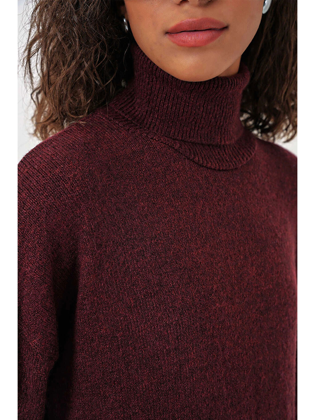 Kadın Mürdüm Kazak Etek Triko İkili Takım HZL25W-BD1102641-3