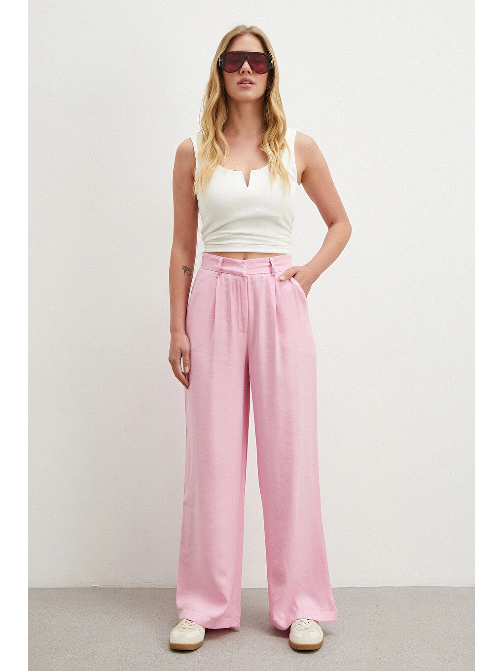 Modal Palazzo Pantolon Pembe-2