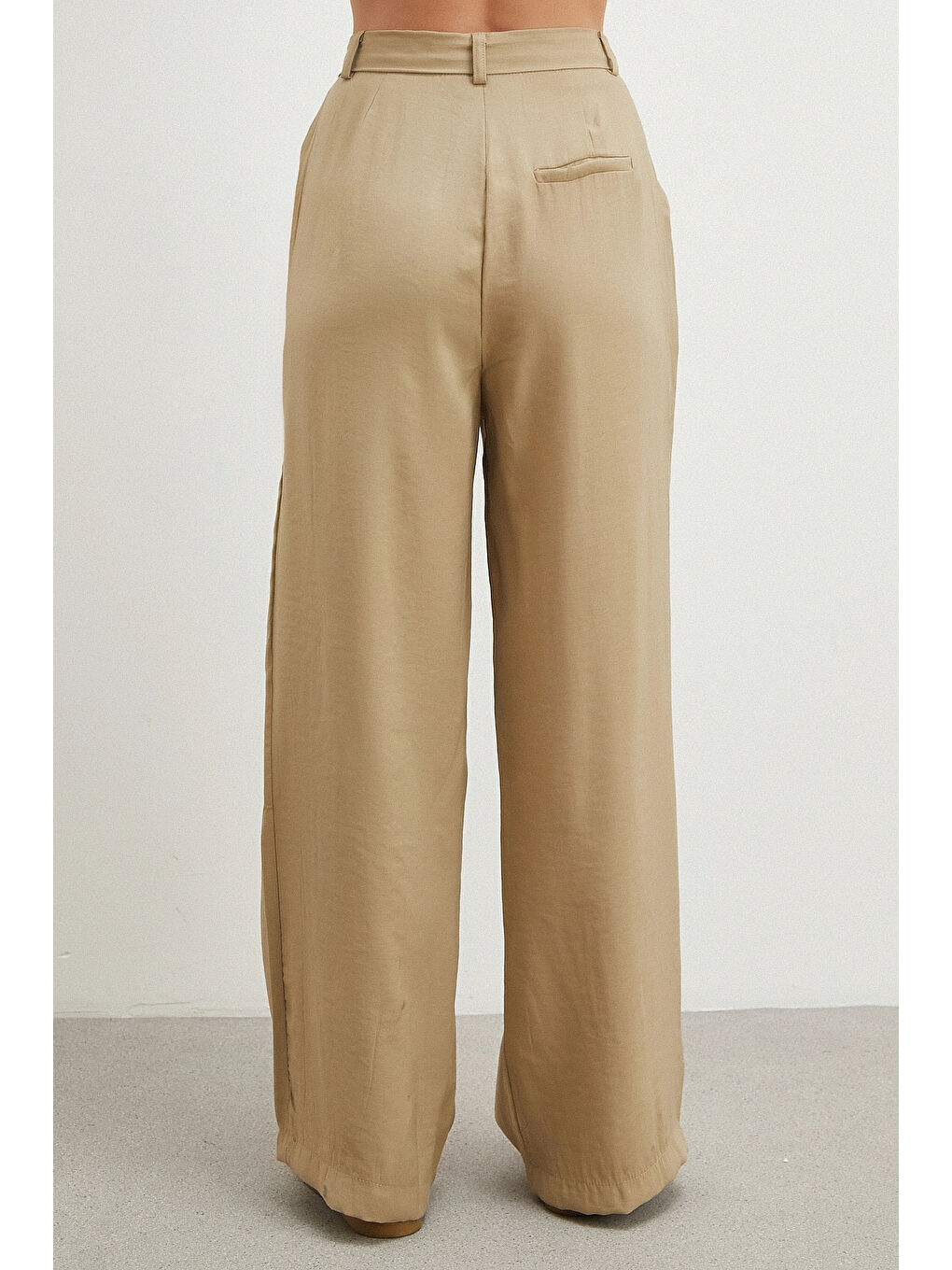 Bej Modal Palazzo Pantolon Taş-5