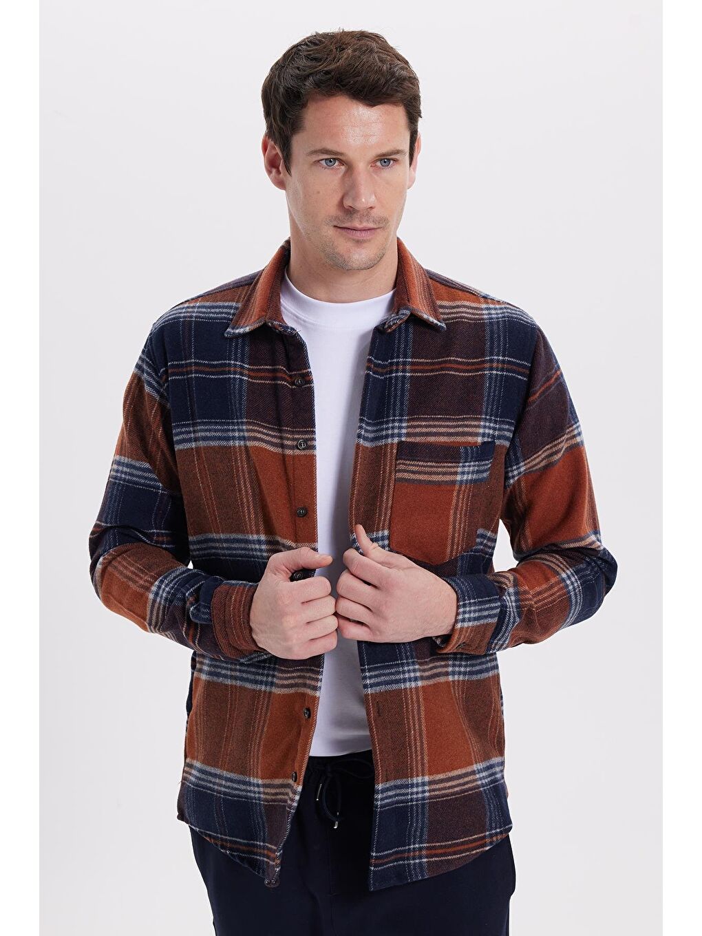 Karışık Erkek Regular Fit Rahat Kesim Kışlık Kareli Oduncu Gömlek-4