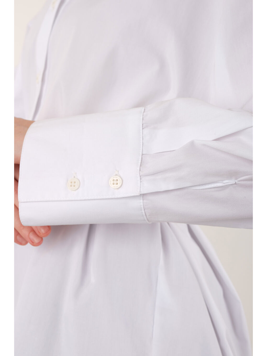 Poplin Gömlek Kısa Ekru-2