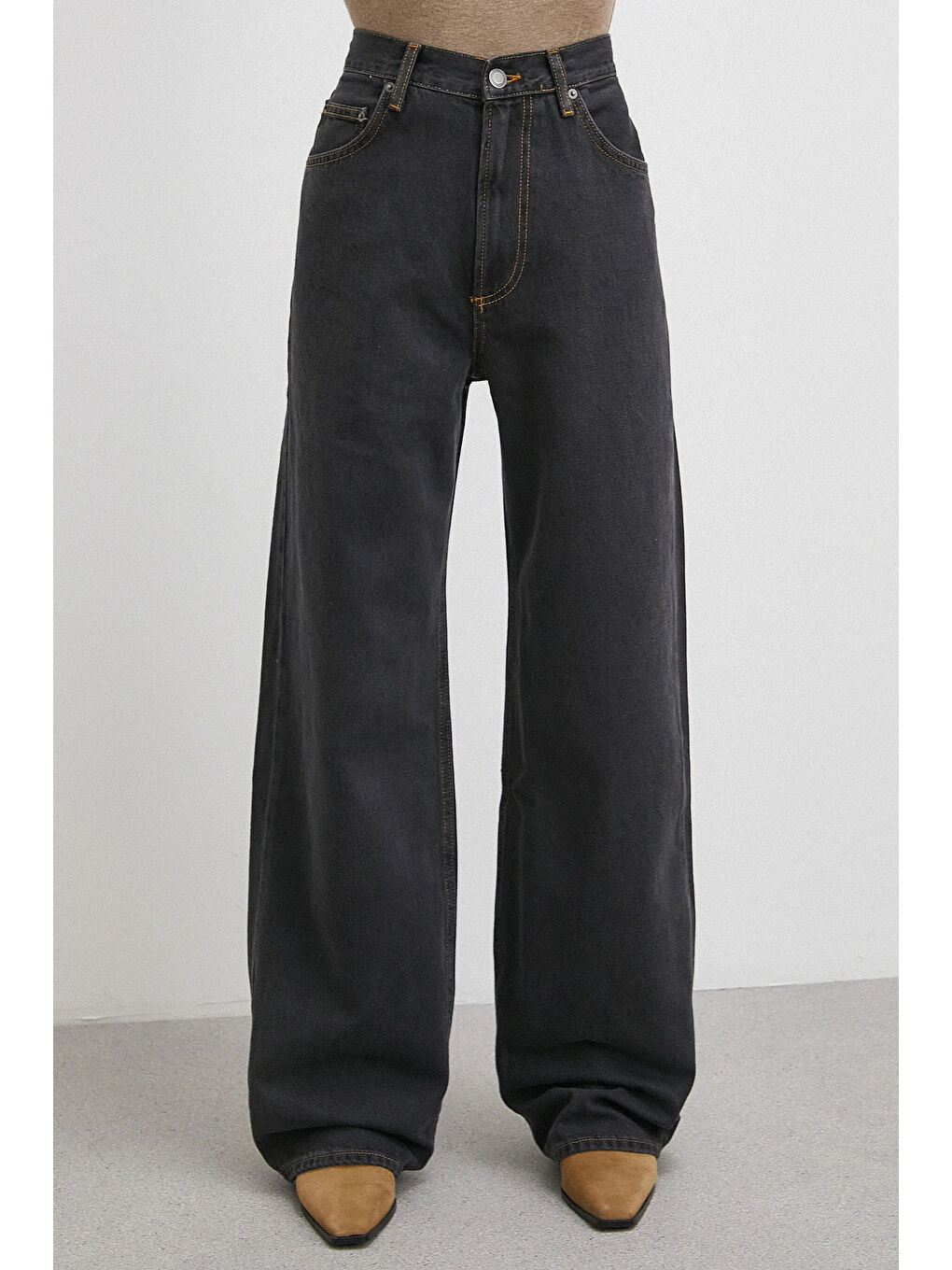 Beş Cepli Yüksek Bel Jean Siyah-4