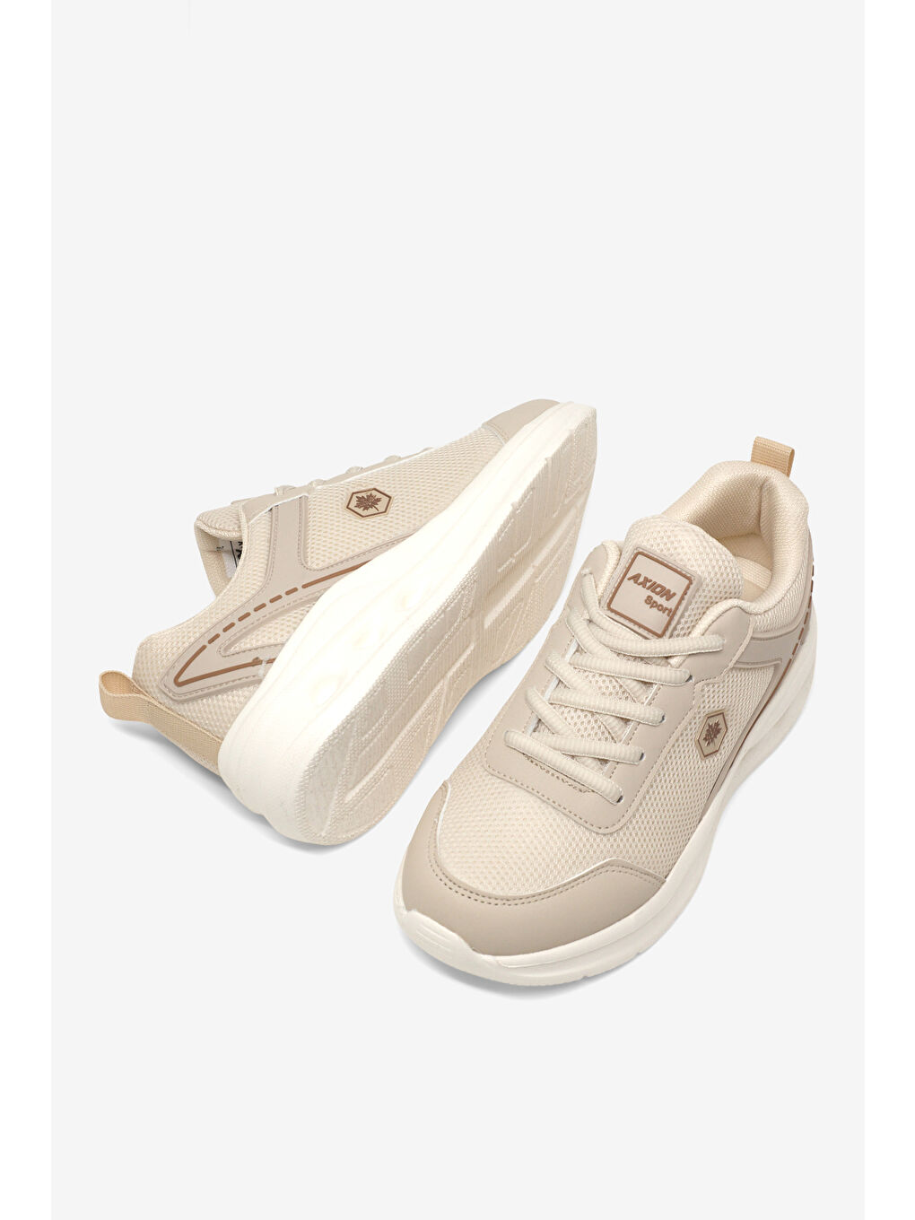 Kadın Bej Rahat Kalıp Hafif  Konforlu Sneaker-3