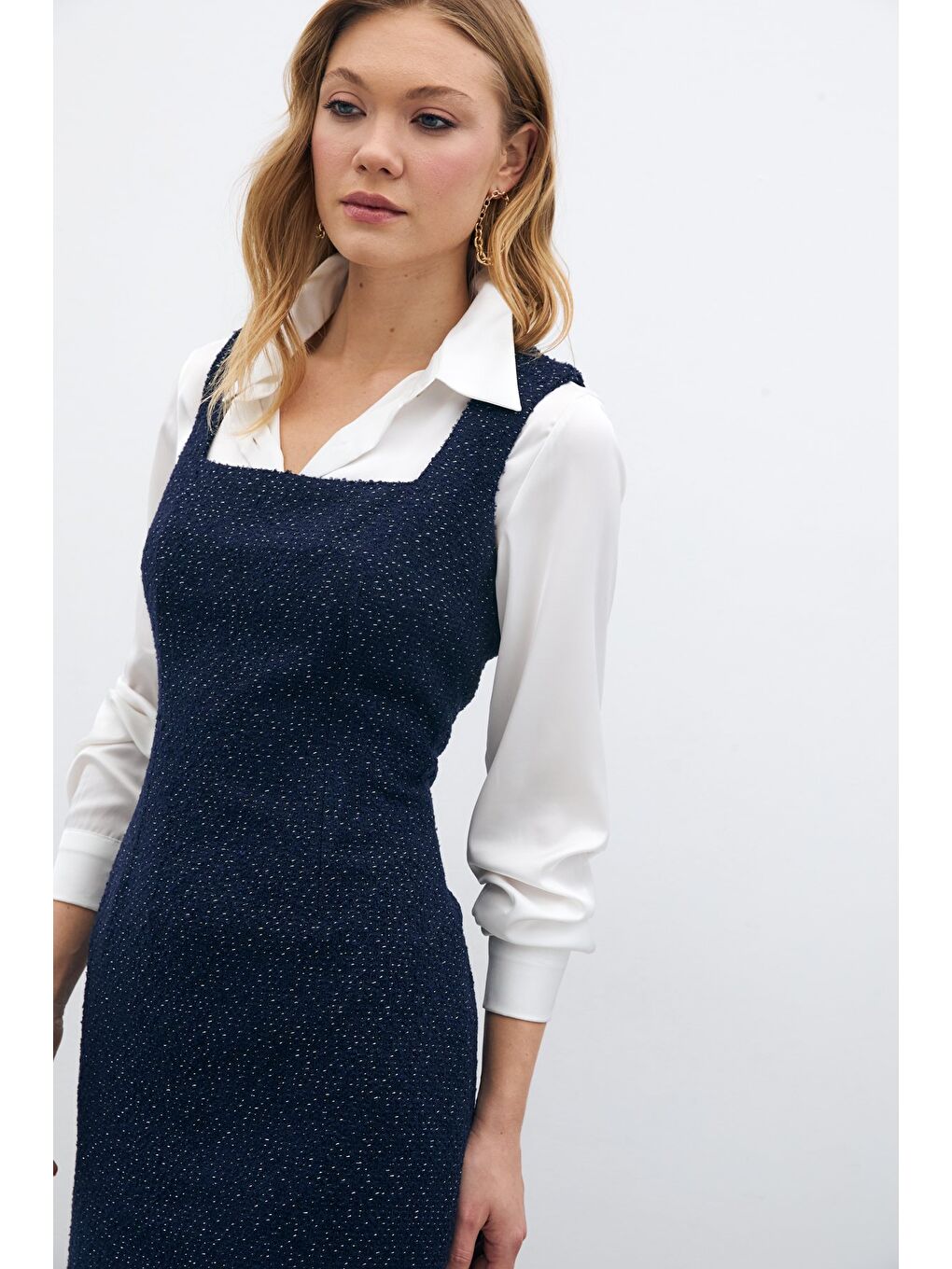 Mini Tüvit Elbise - Lacivert-4