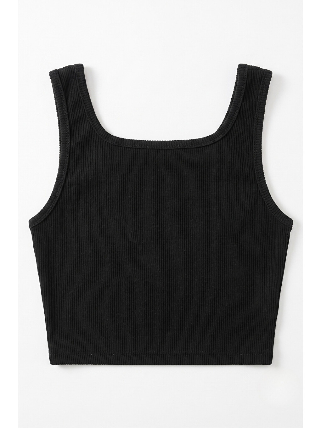 Siyah Yıldız Nakışlı Fitilli Askılı Kız Çocuk Crop Bluz - Cindy-1