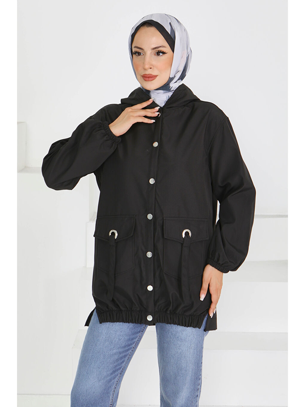 Çift Cepli Etek Ve Bilek Lastikli Miranda Mont Siyah - 27611-1