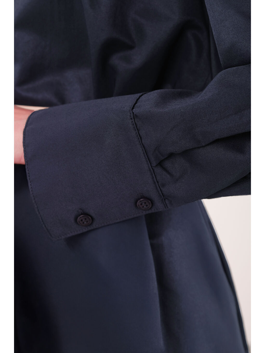 Poplin Gömlek Kısa Ofis Lacivert-1