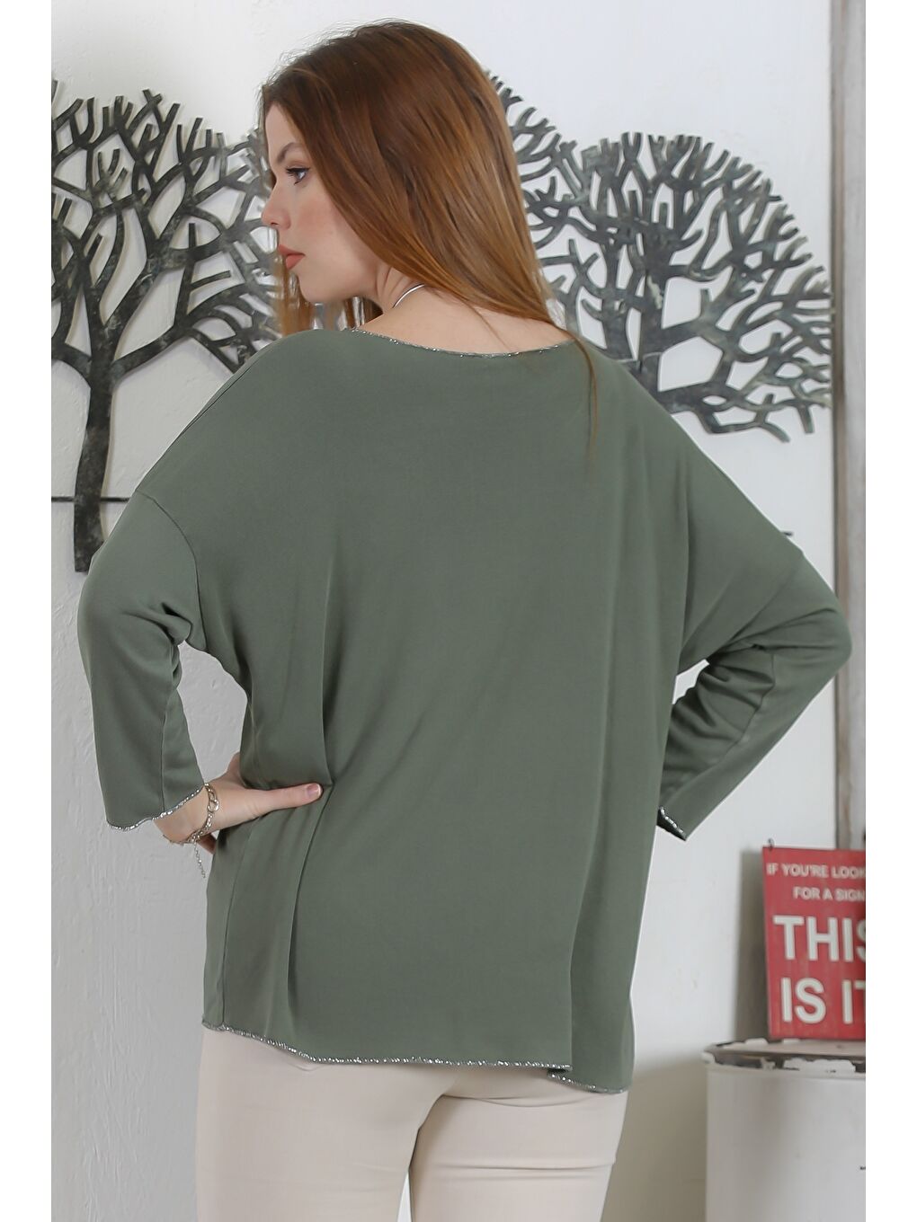 Lacivert-Beyaz Gömlek Yaka Manşetli Kollu Çizgili Düğmeli Casual Oversize Dokuma Gömlek-7