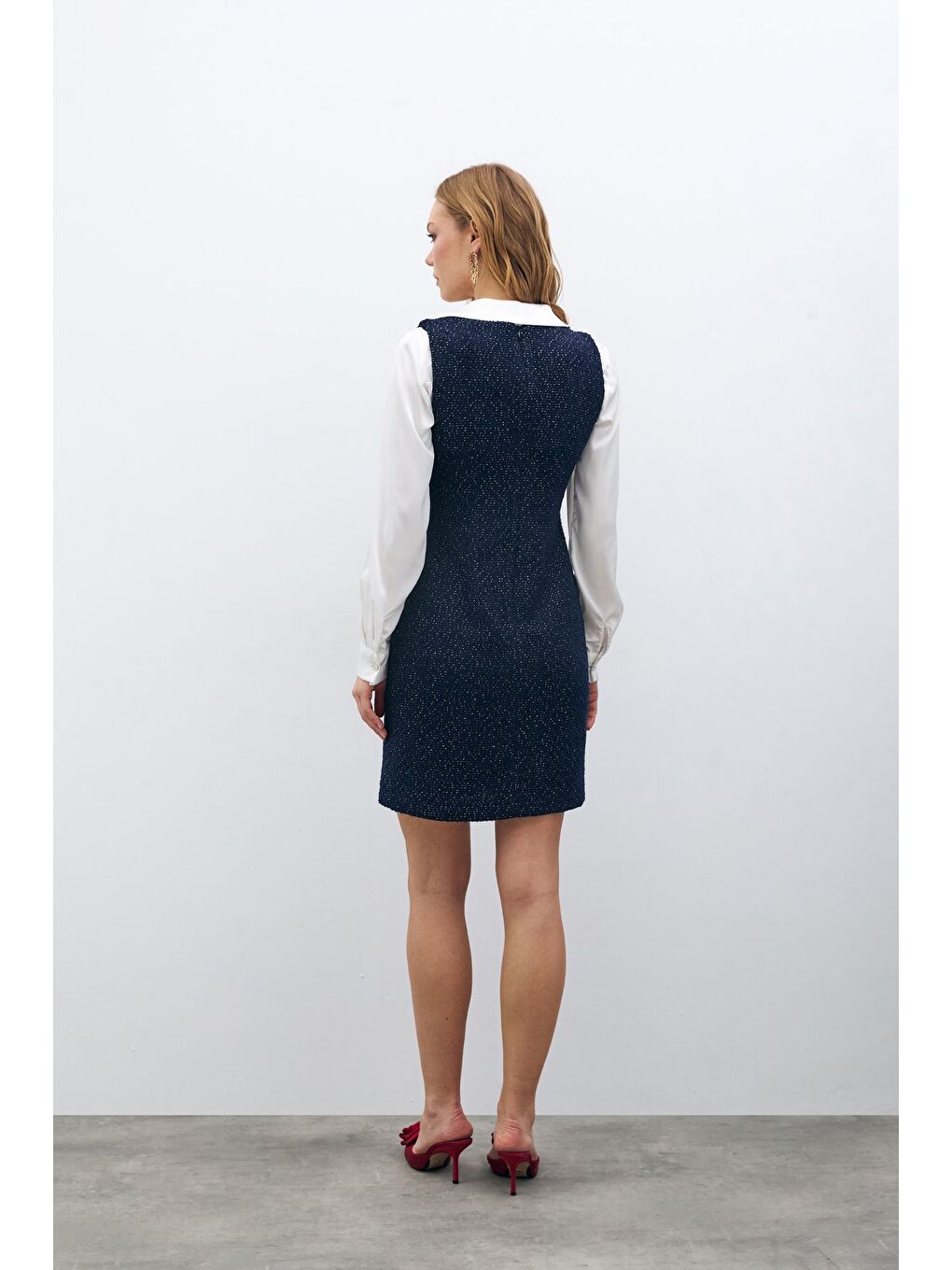 Mini Tüvit Elbise - Lacivert-7