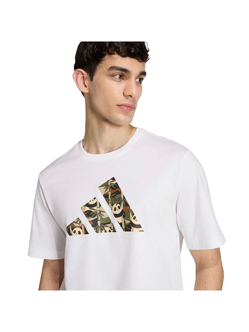 Panda Chill Camo Erkek Beyaz Yuvarlak Yaka Tişört-1