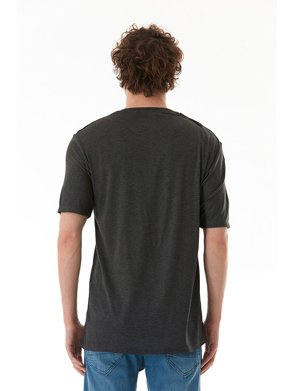 Antrasit Why Not Yazı Baskılı Bisiklet Yaka Tişört-3