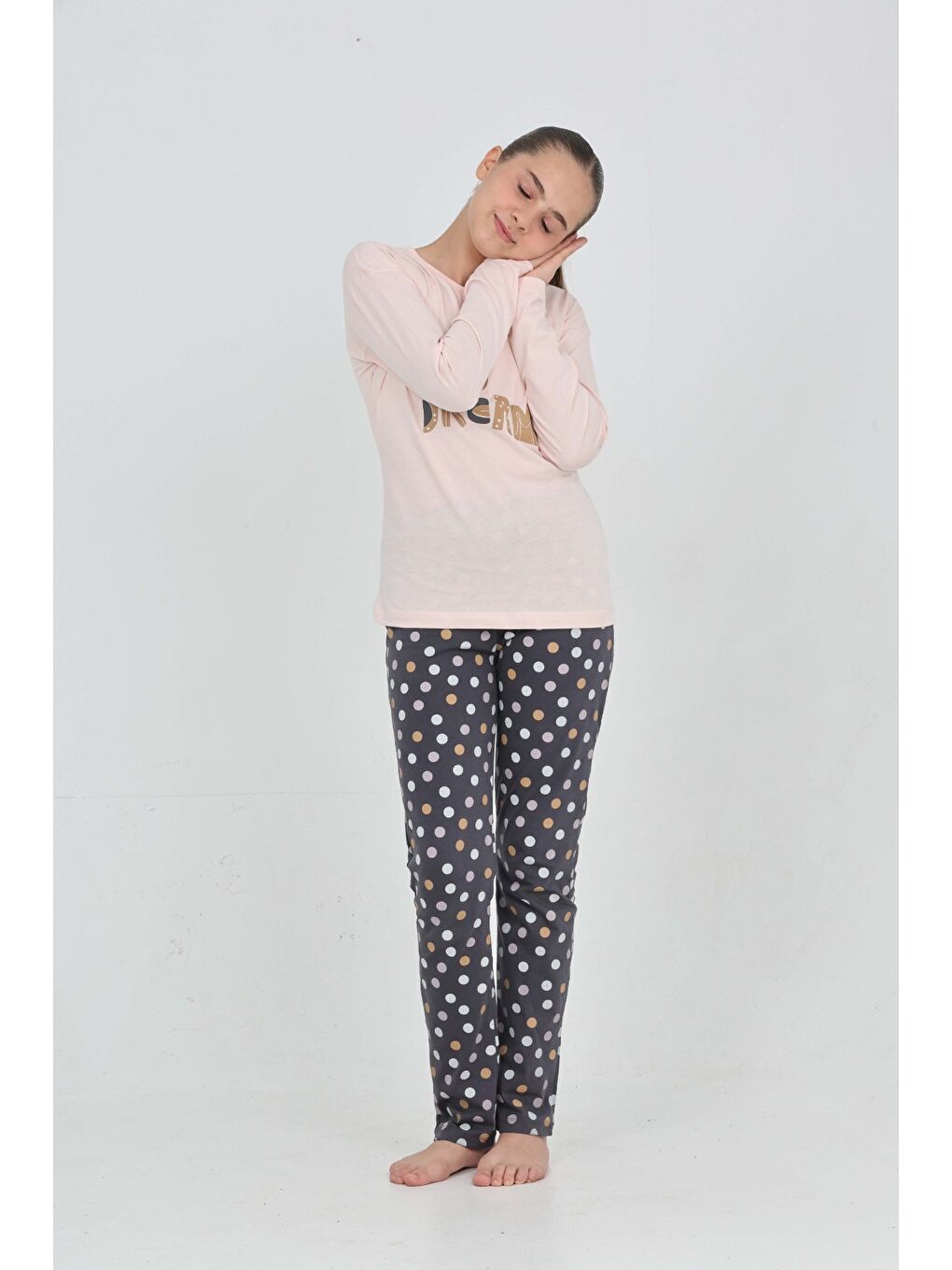 Pembe Kız Çocuk Big Dream Baskılı Pijama Takım-3