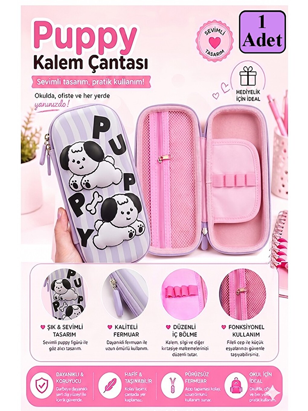 Kabartmalı Bölmeli Kalemlik 1 Adet P-5922 Çocuk Okul Kalem Kutusu 3 Boyutlu Sevimli Karikatür Hediye