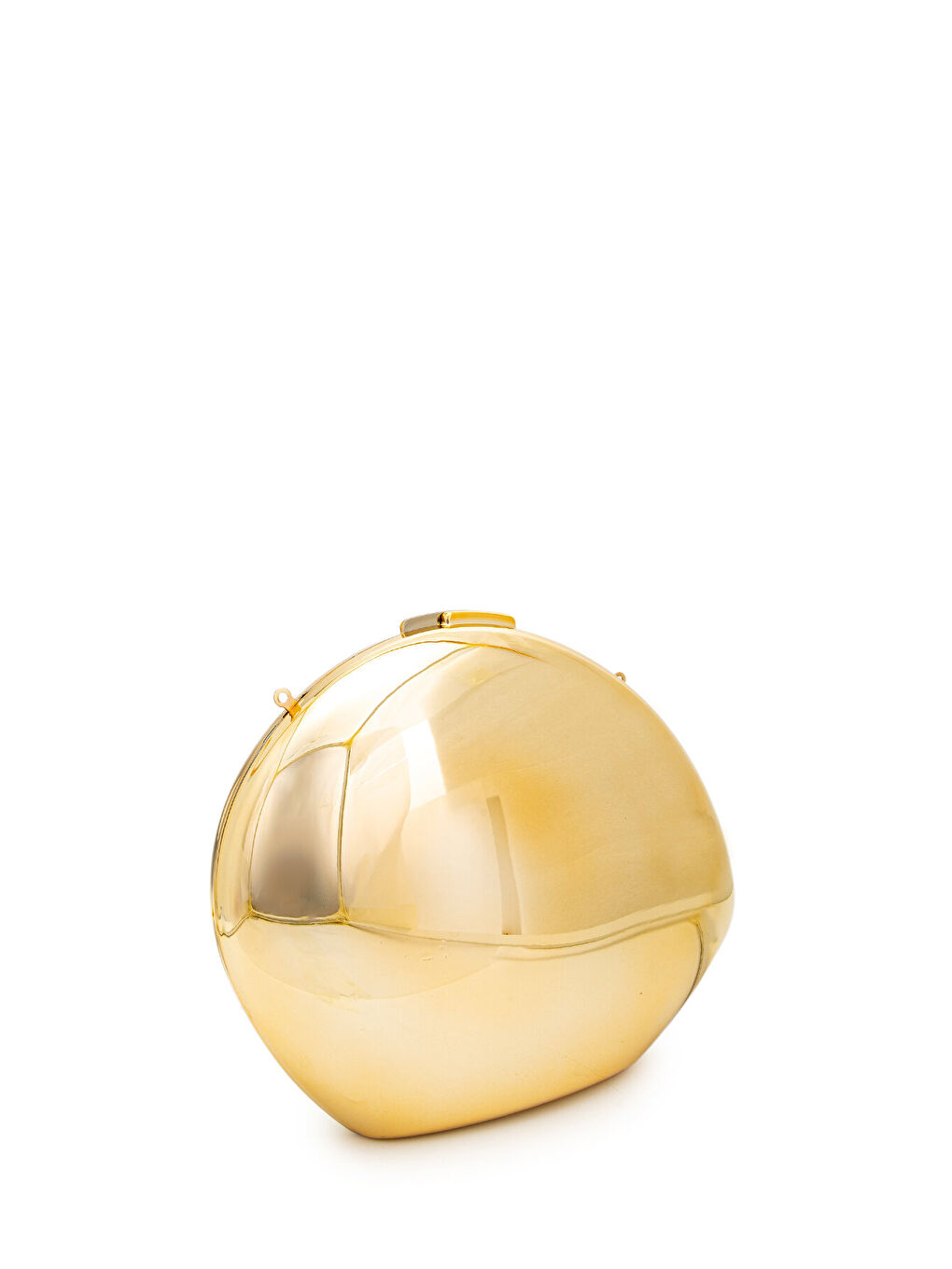 Sarı Ayna Yüzeyli Oval Form Clutch Kadın Abiye Çanta Delhi Gold