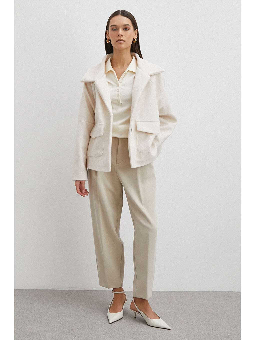 Ekru Reglan Tay Flok Mont Krem-1