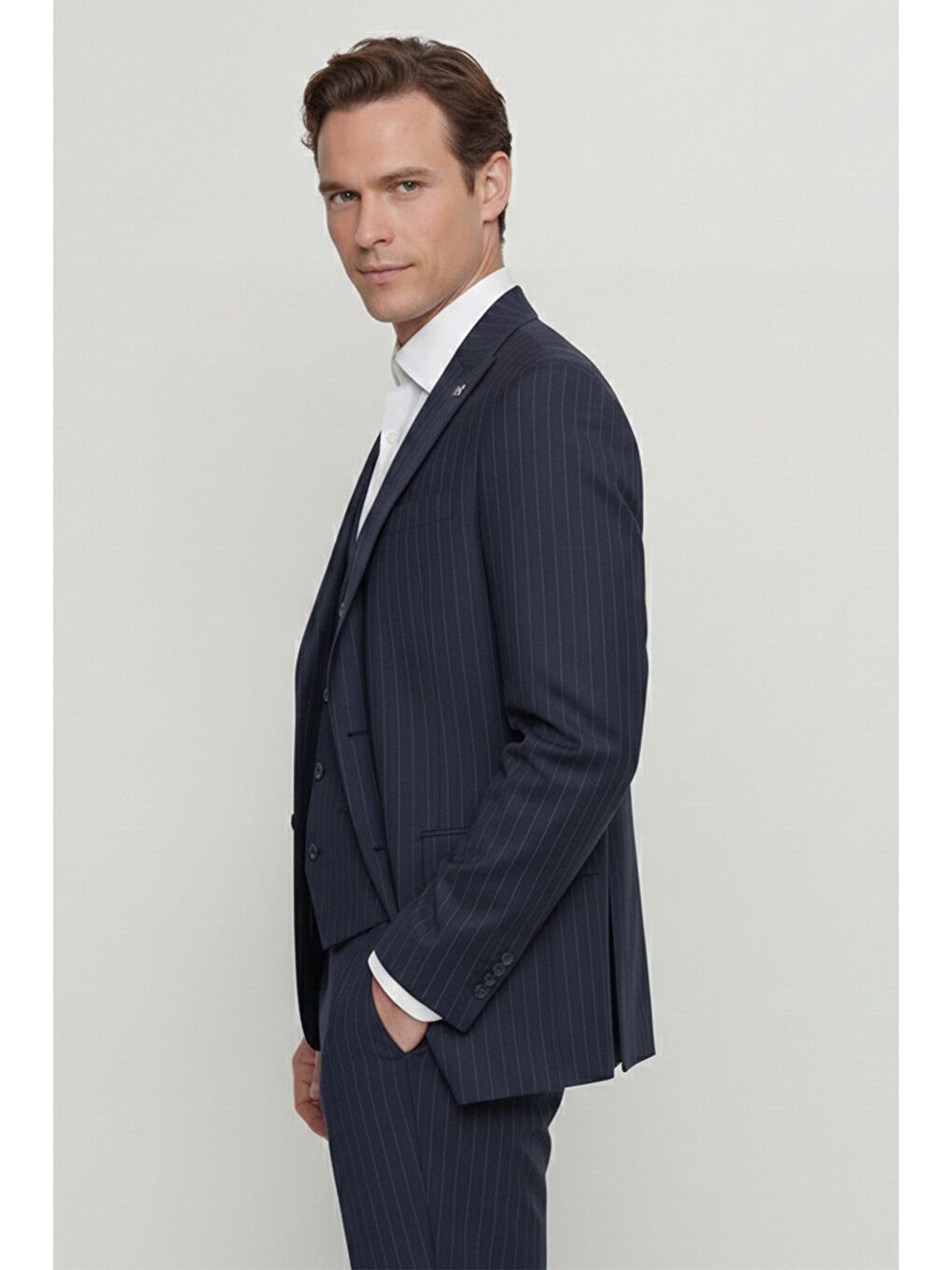 Koyu Lacivert Vest Suit-1