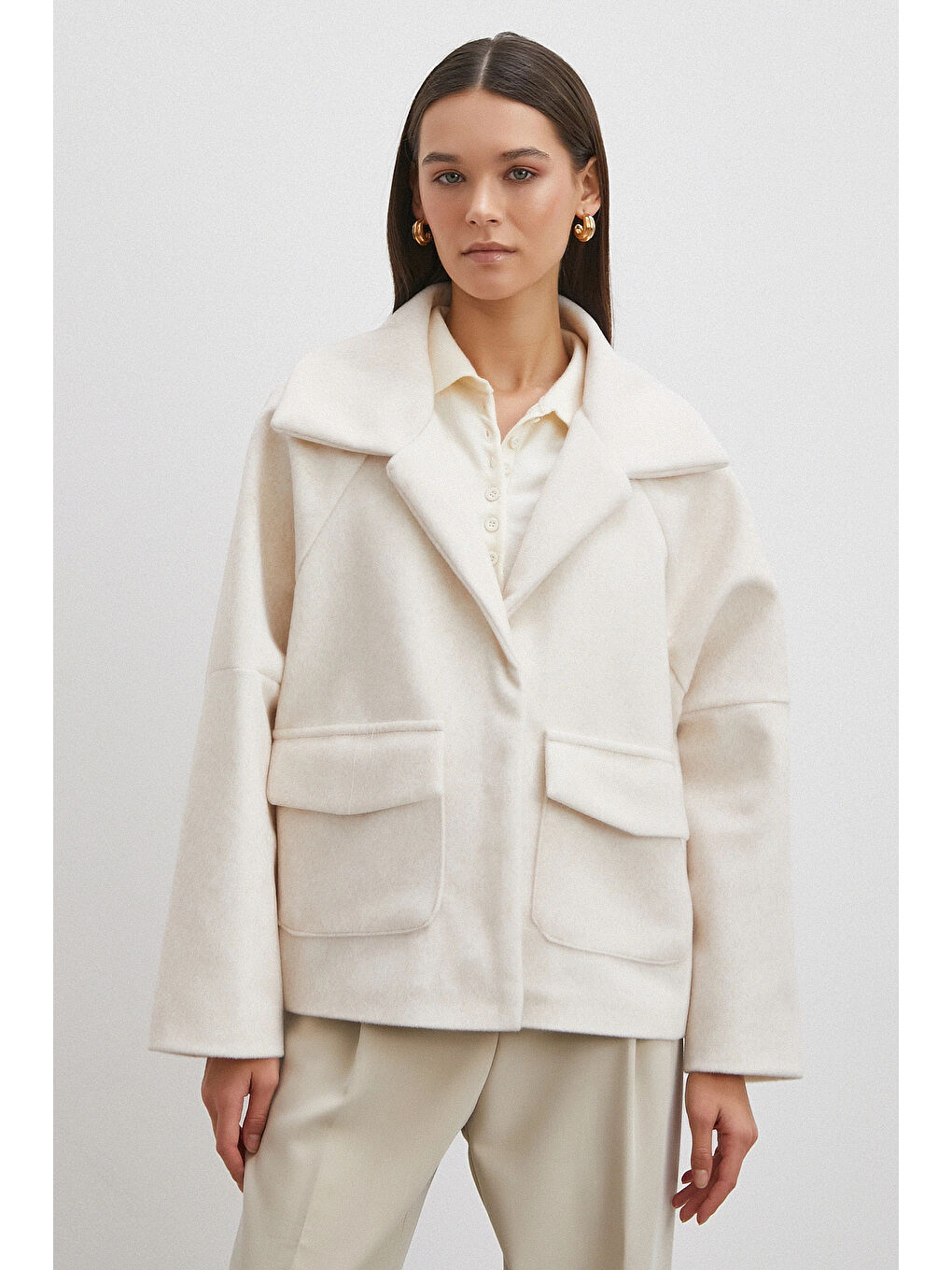 Ekru Reglan Tay Flok Mont Krem-2