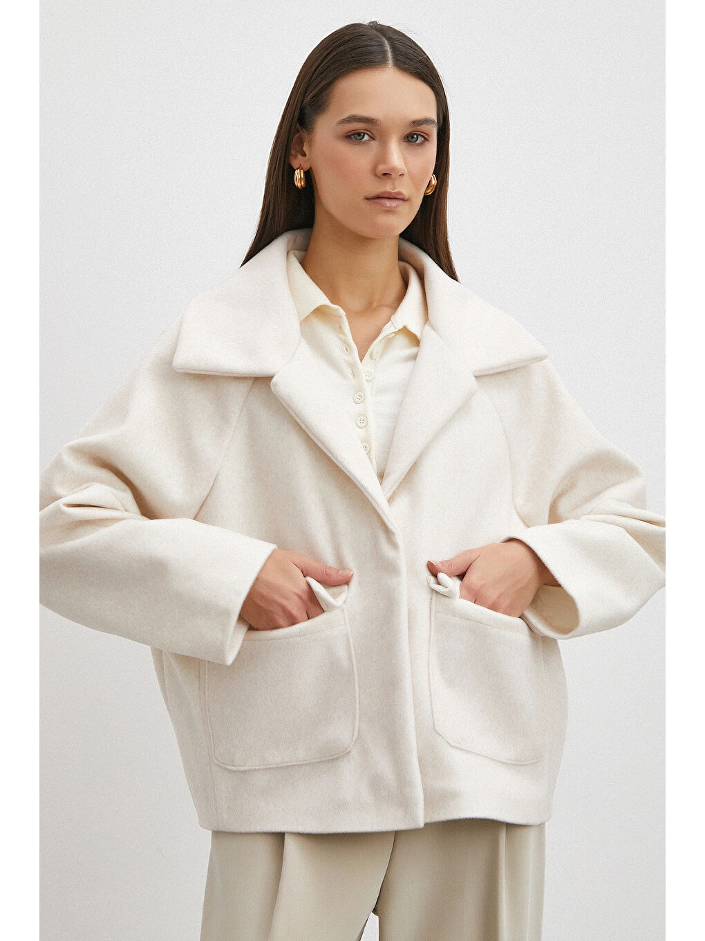 Ekru Reglan Tay Flok Mont Krem-3