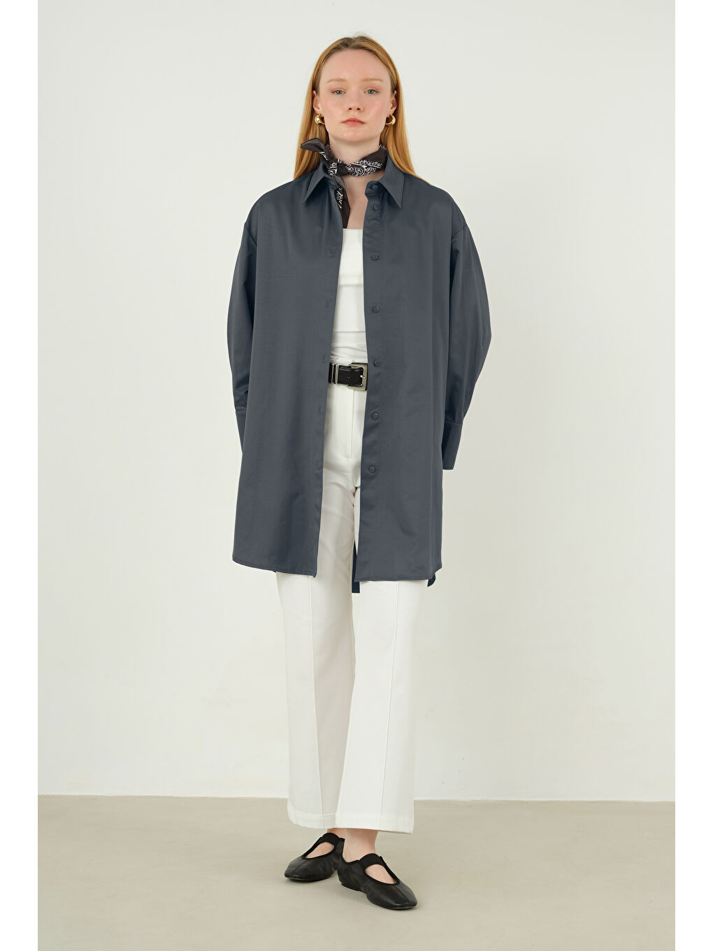 Gri Poplin Gömlek 90 cm Füme