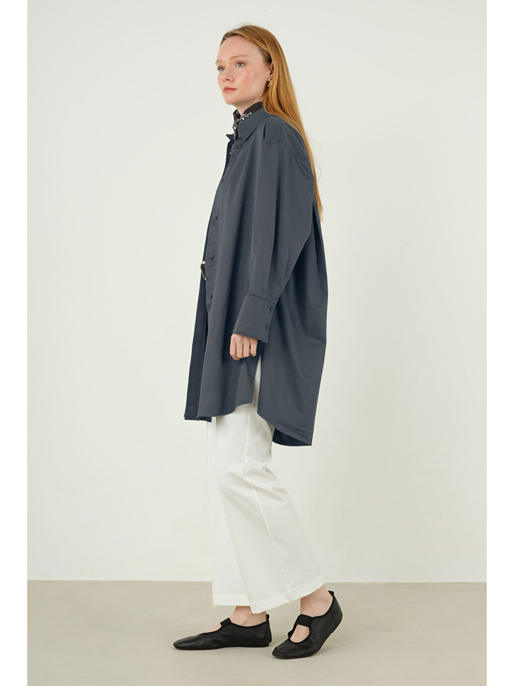 Gri Poplin Gömlek 90 cm Füme-1