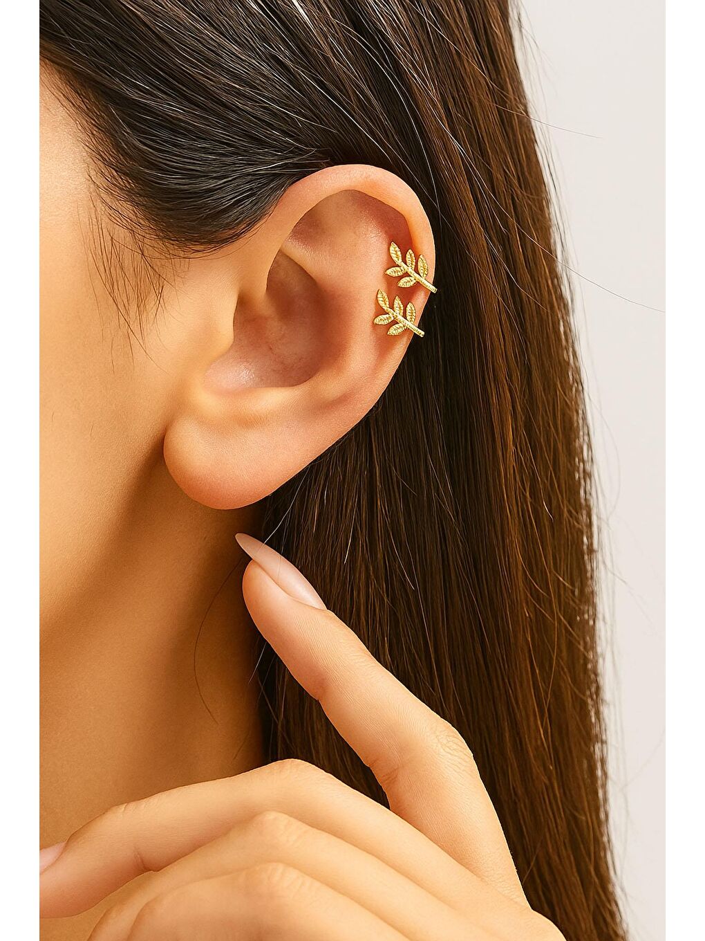 Sarı Taşlı Dal Kıkırdak Küpe 2li