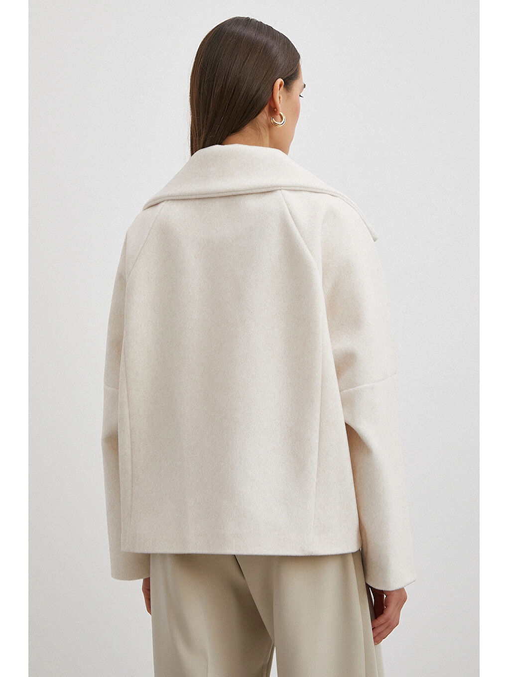 Ekru Reglan Tay Flok Mont Krem-5