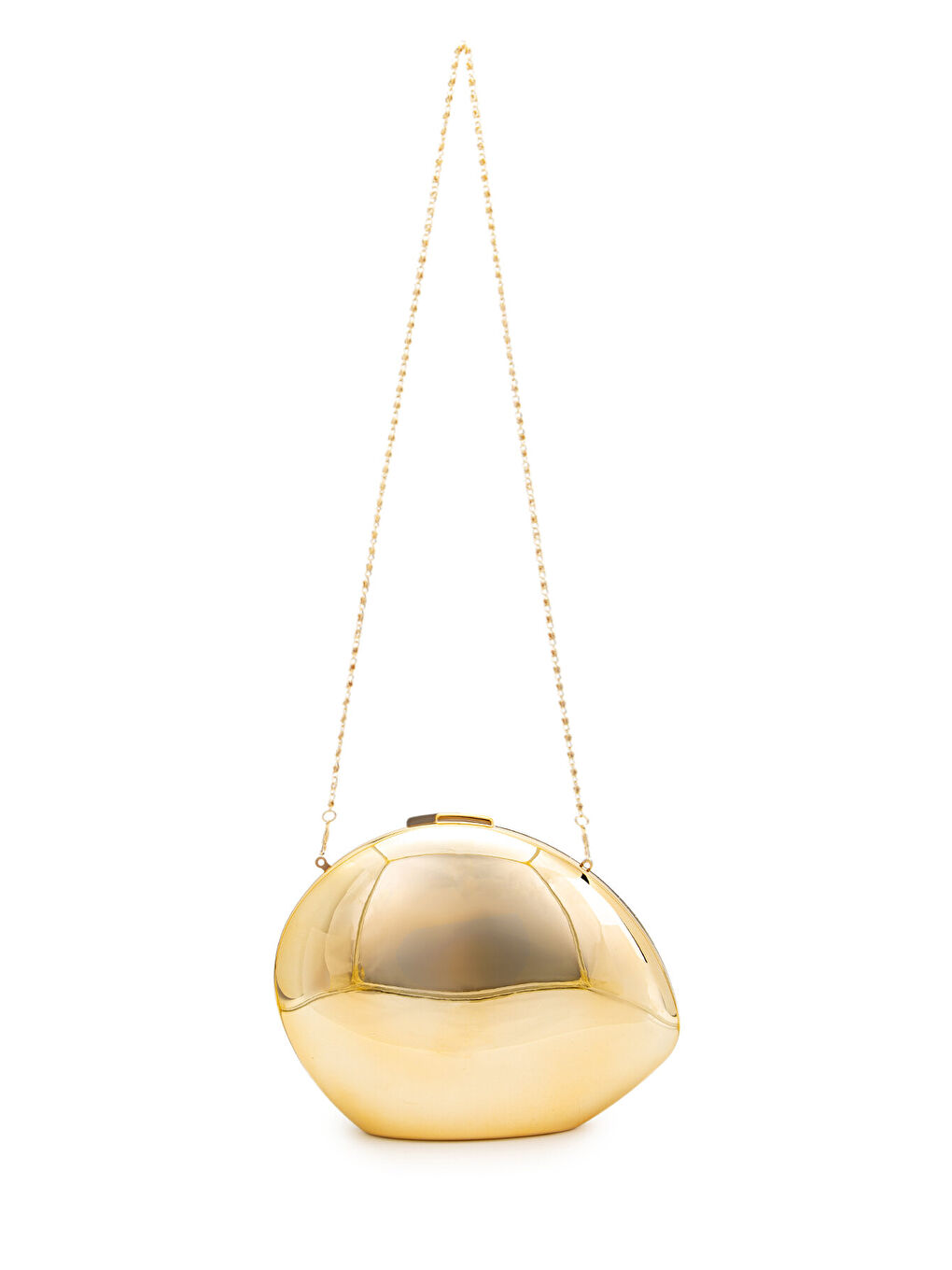 Sarı Ayna Yüzeyli Oval Form Clutch Kadın Abiye Çanta Delhi Gold-1