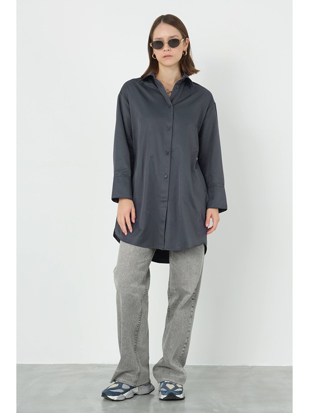 Gri Poplin Gömlek 90 cm Füme-3