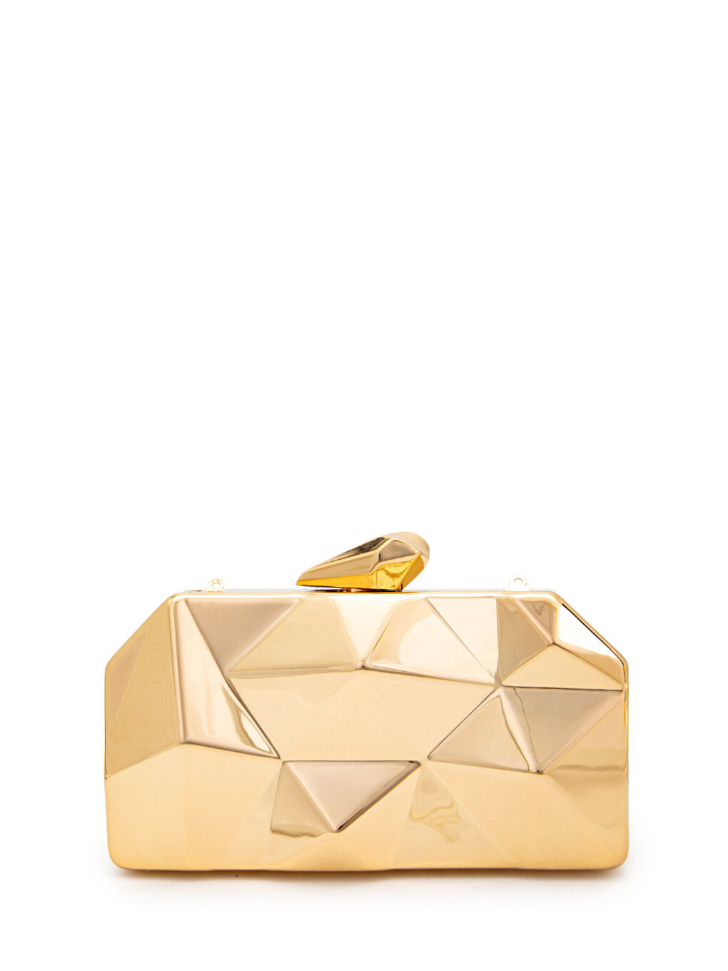 Sarı Piramit Model Clutch Kadın Abiye Çanta Belize Gold