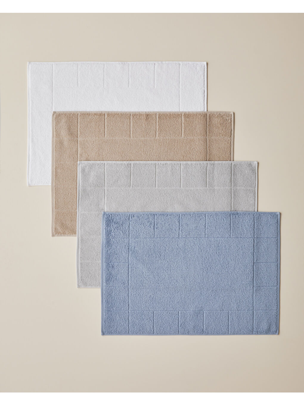 Chequer Pamuk Ayak Havlusu 50x70 cm Bej-3