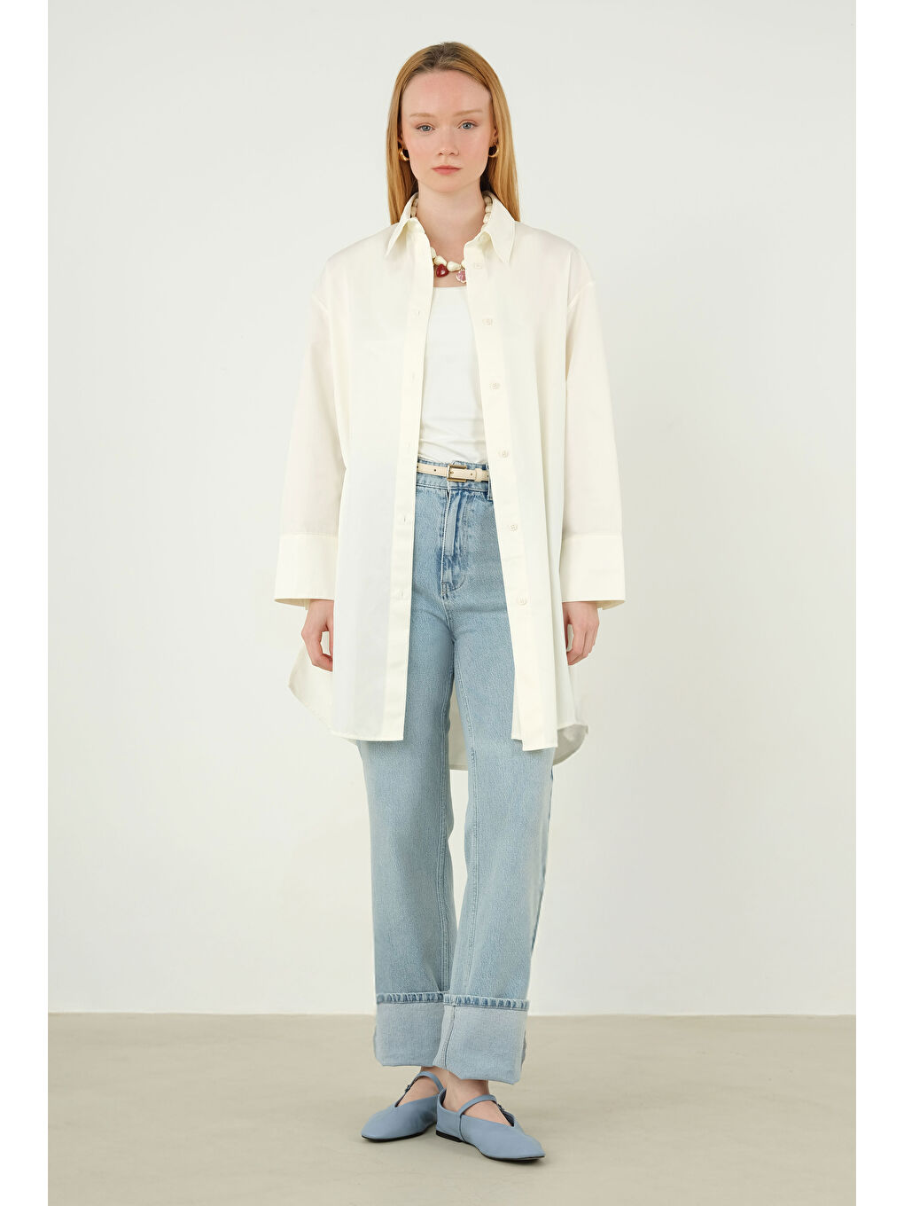 Poplin Gömlek 90 cm Ekru-1