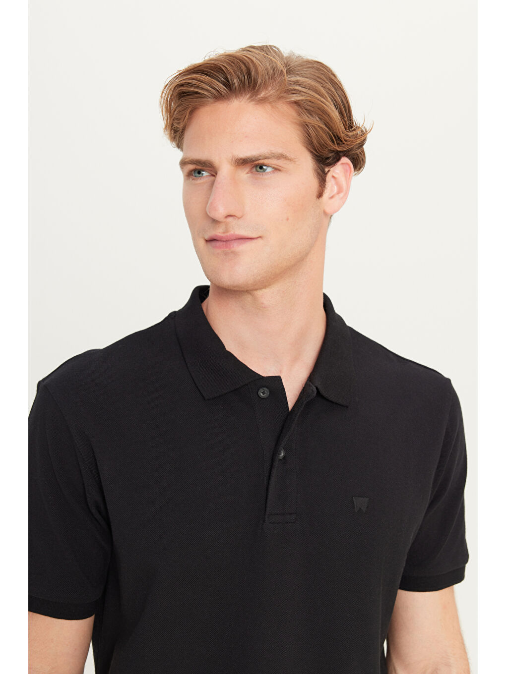 %100 Pamuk Regular Fit Normal Kesim Siyah Polo Yaka Tişört-3