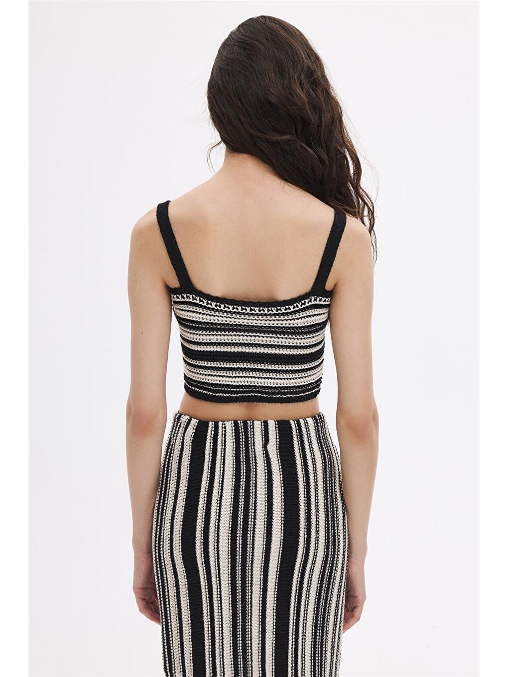 Siyah Kontrast Triko Crop-4