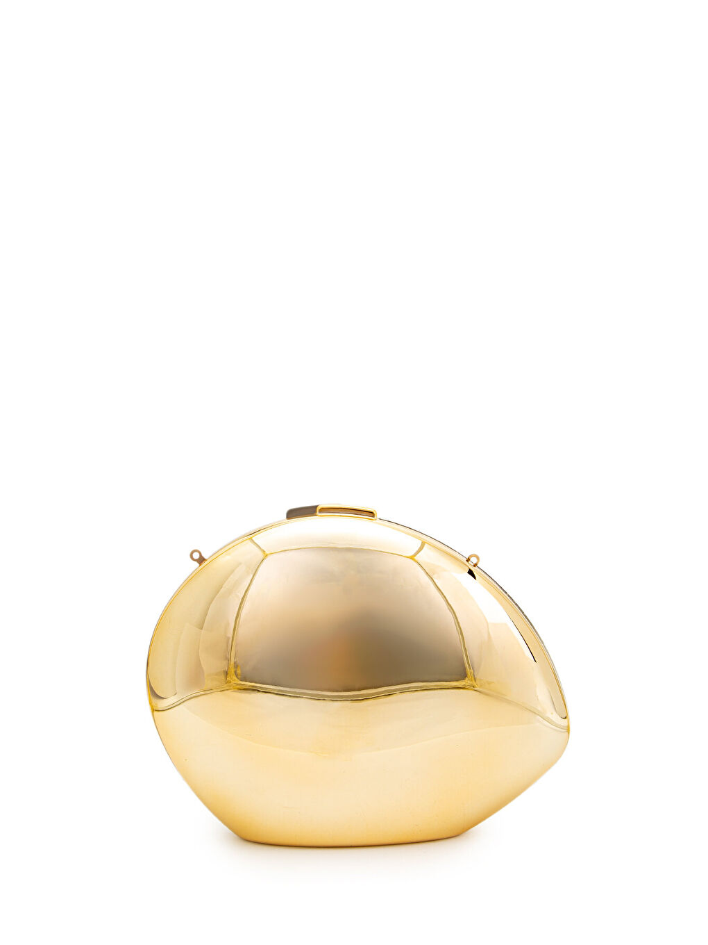 Sarı Ayna Yüzeyli Oval Form Clutch Kadın Abiye Çanta Delhi Gold-2