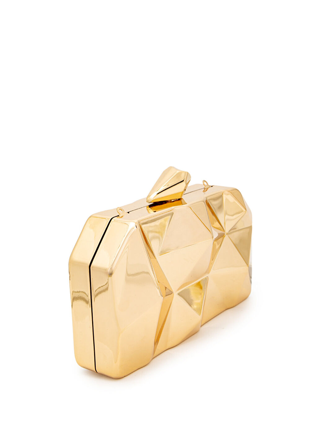 Sarı Piramit Model Clutch Kadın Abiye Çanta Belize Gold-1