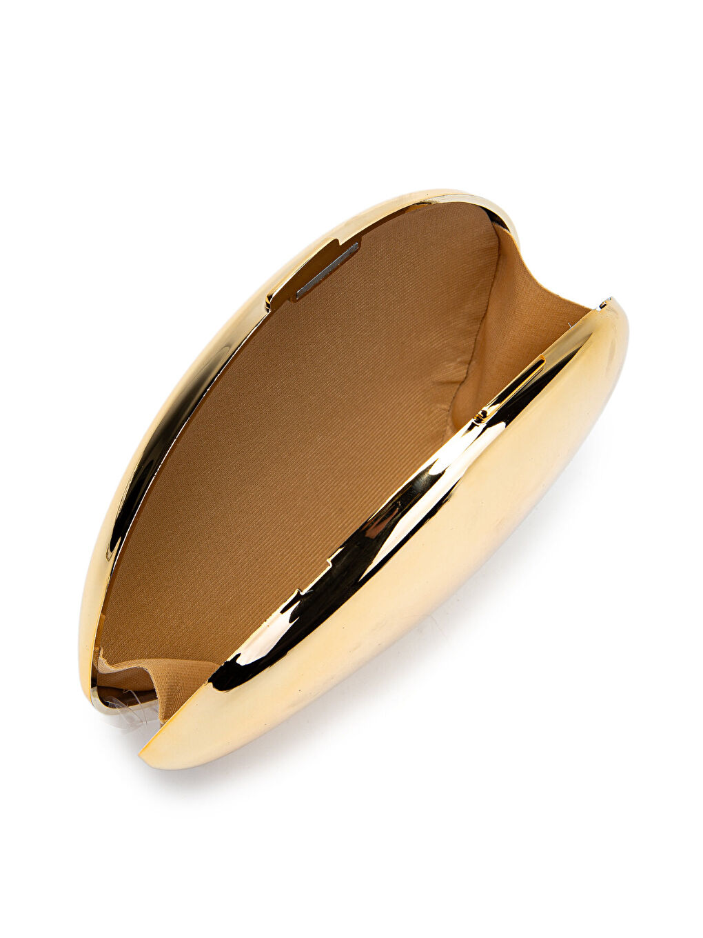 Sarı Ayna Yüzeyli Oval Form Clutch Kadın Abiye Çanta Delhi Gold-3