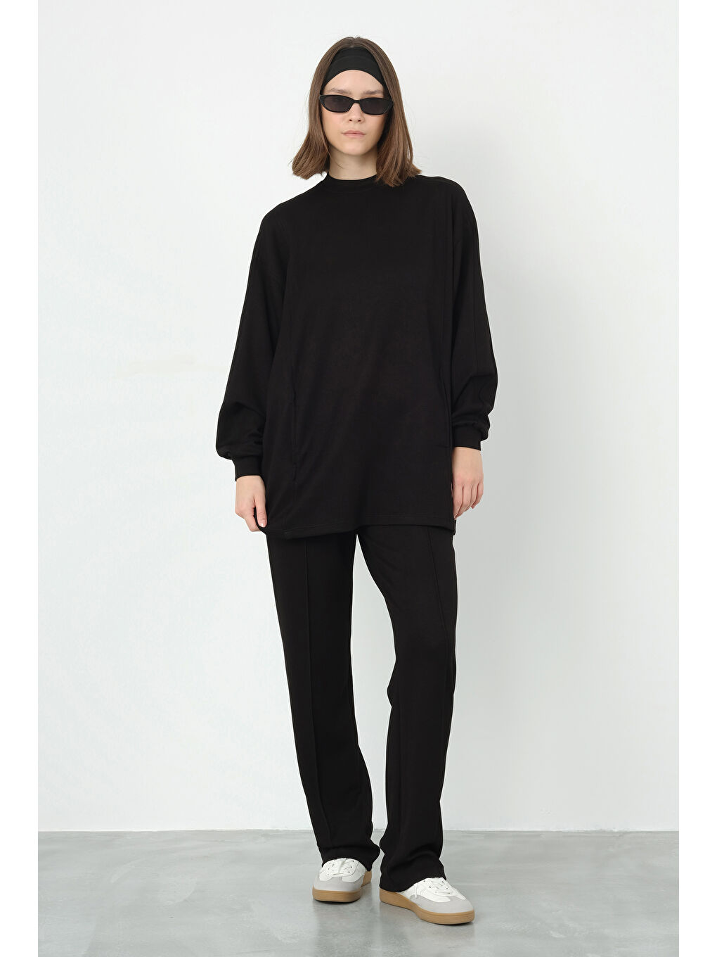 Mavi Parçalı Modal Sweat Siyah-3