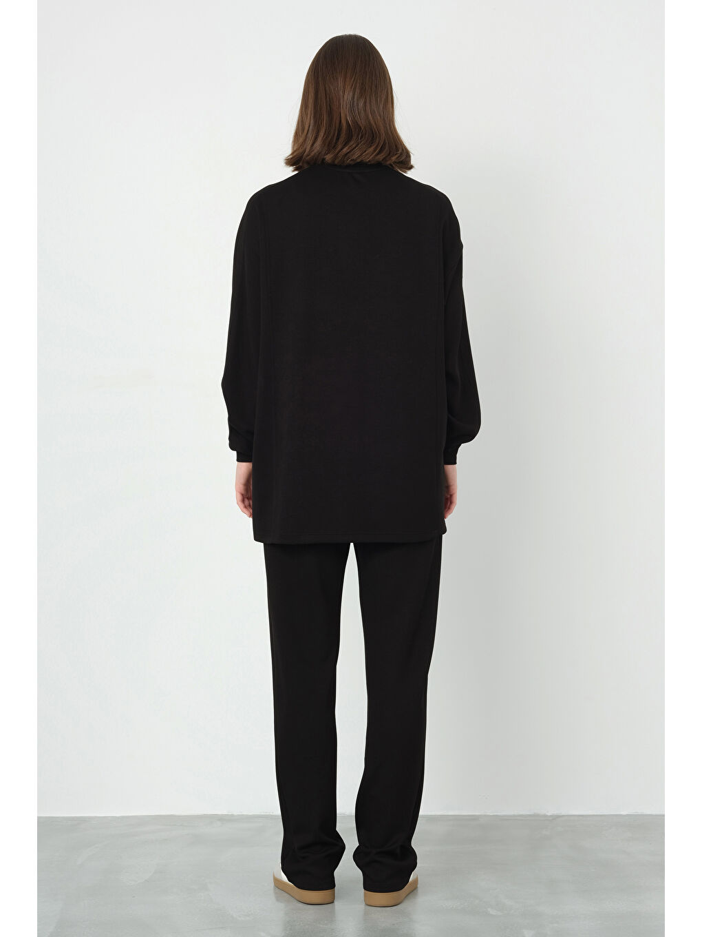 Mavi Parçalı Modal Sweat Siyah-4