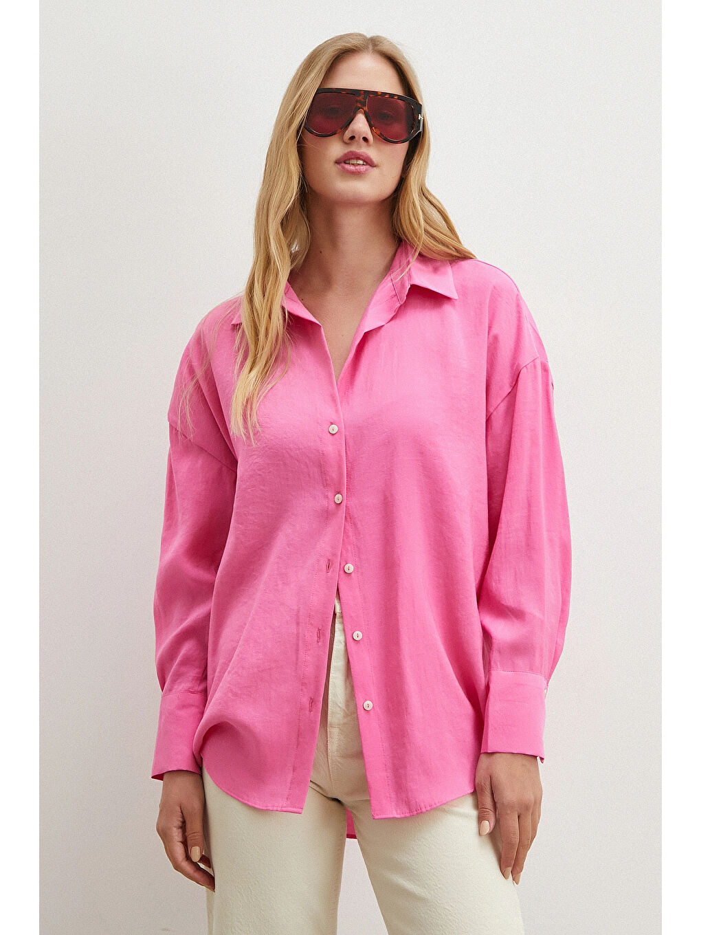 Basic Modal Gömlek Pembe-1