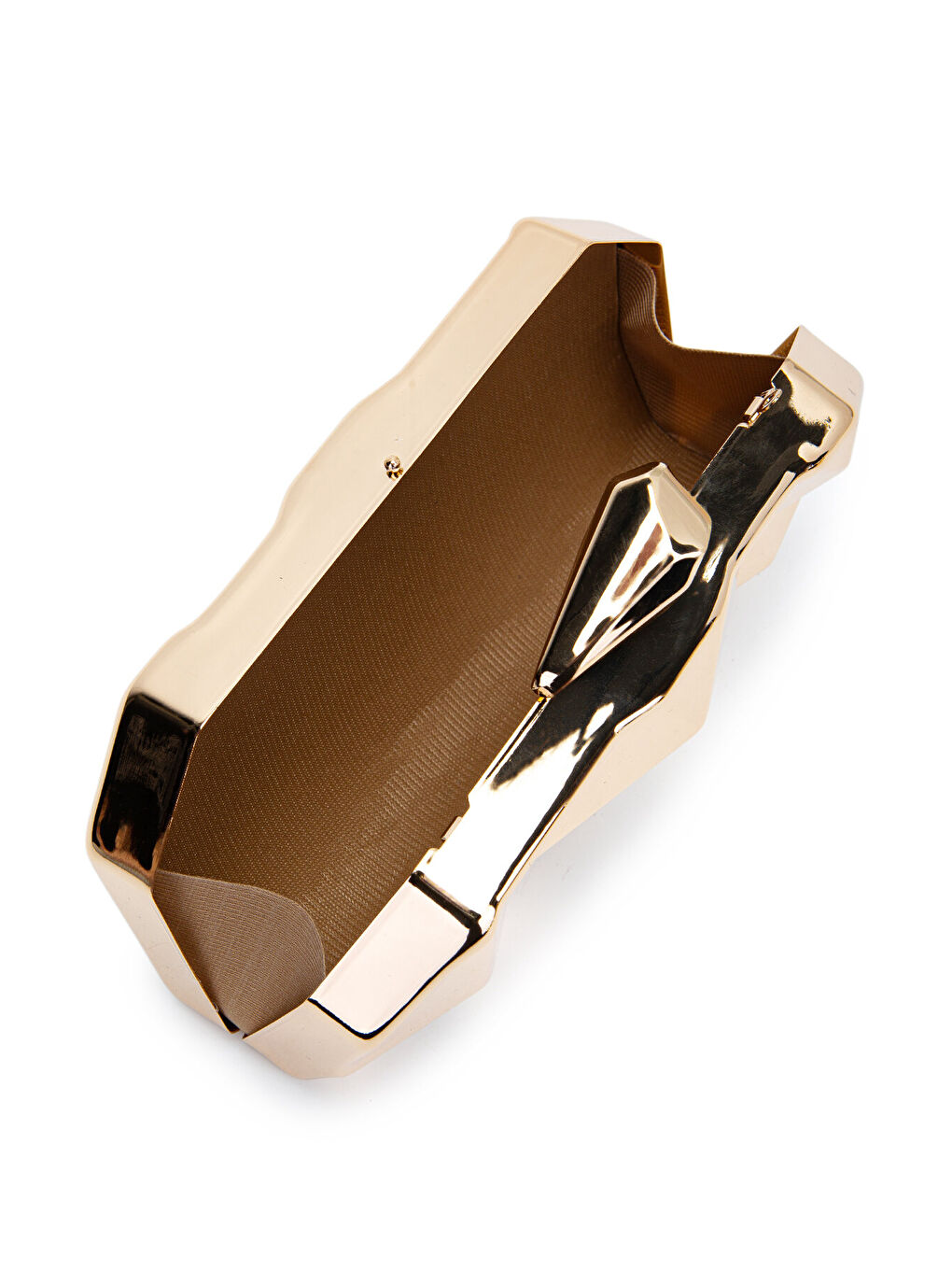 Sarı Piramit Model Clutch Kadın Abiye Çanta Belize Gold-3