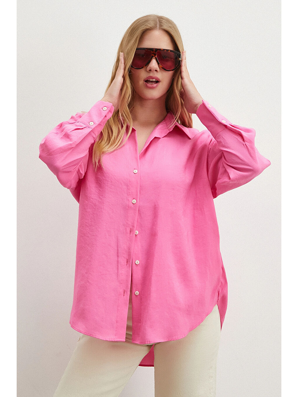 Basic Modal Gömlek Pembe-2