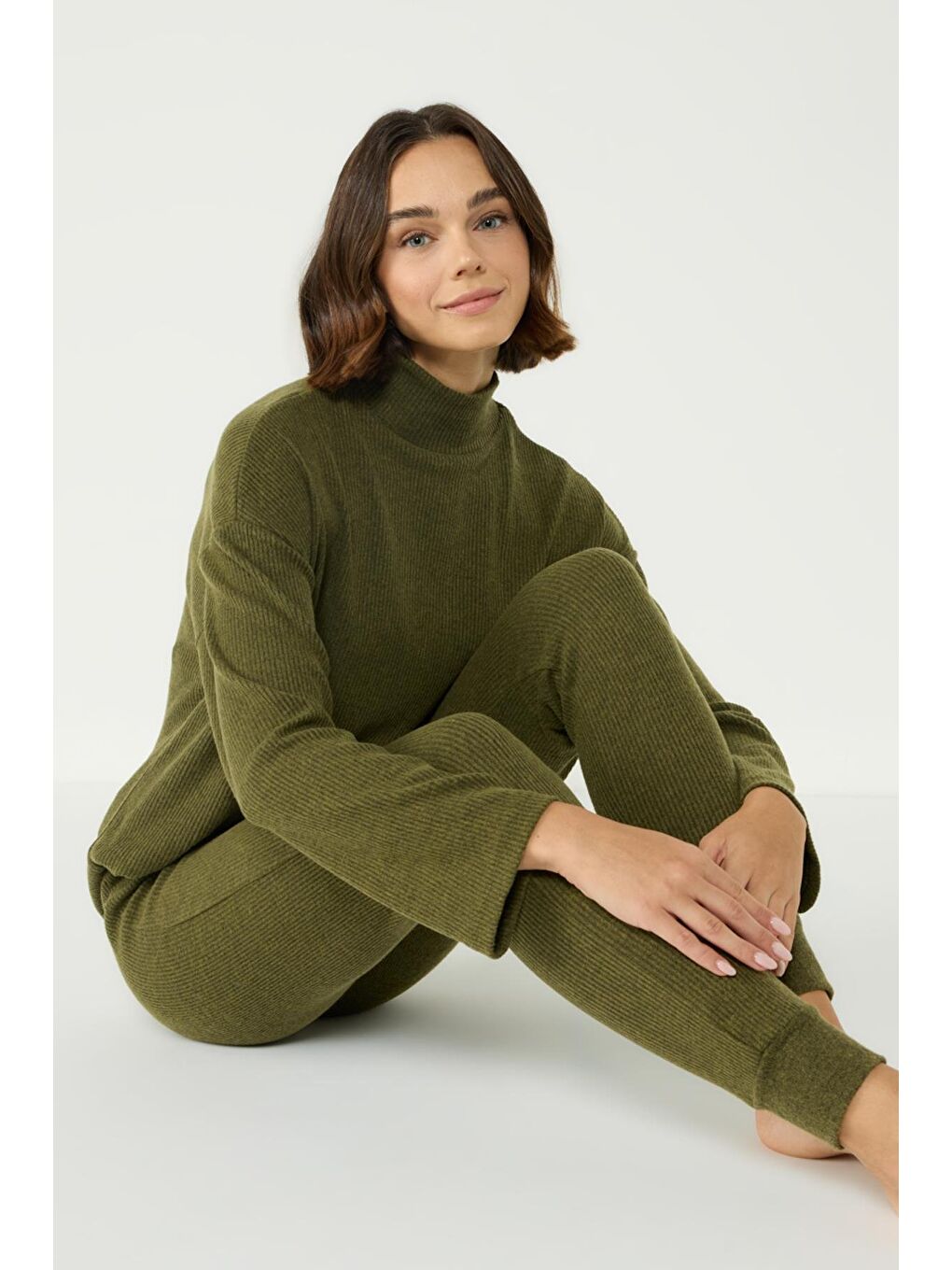 Kaşkorse Yarım Balıkçı Yaka Uzun Kol Tayt Takım 405055 Haki